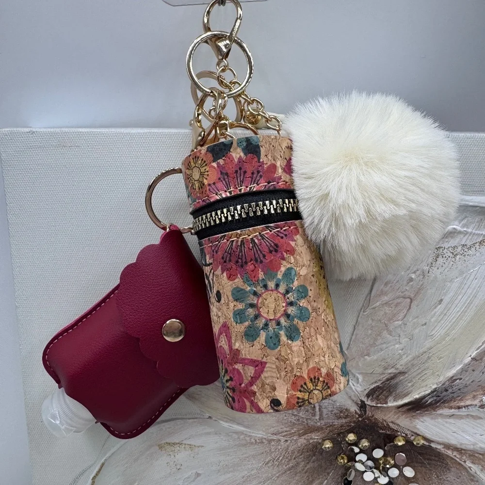 Vintage Floral Patterned Women's Coin Purse or Bag Charm Accessory